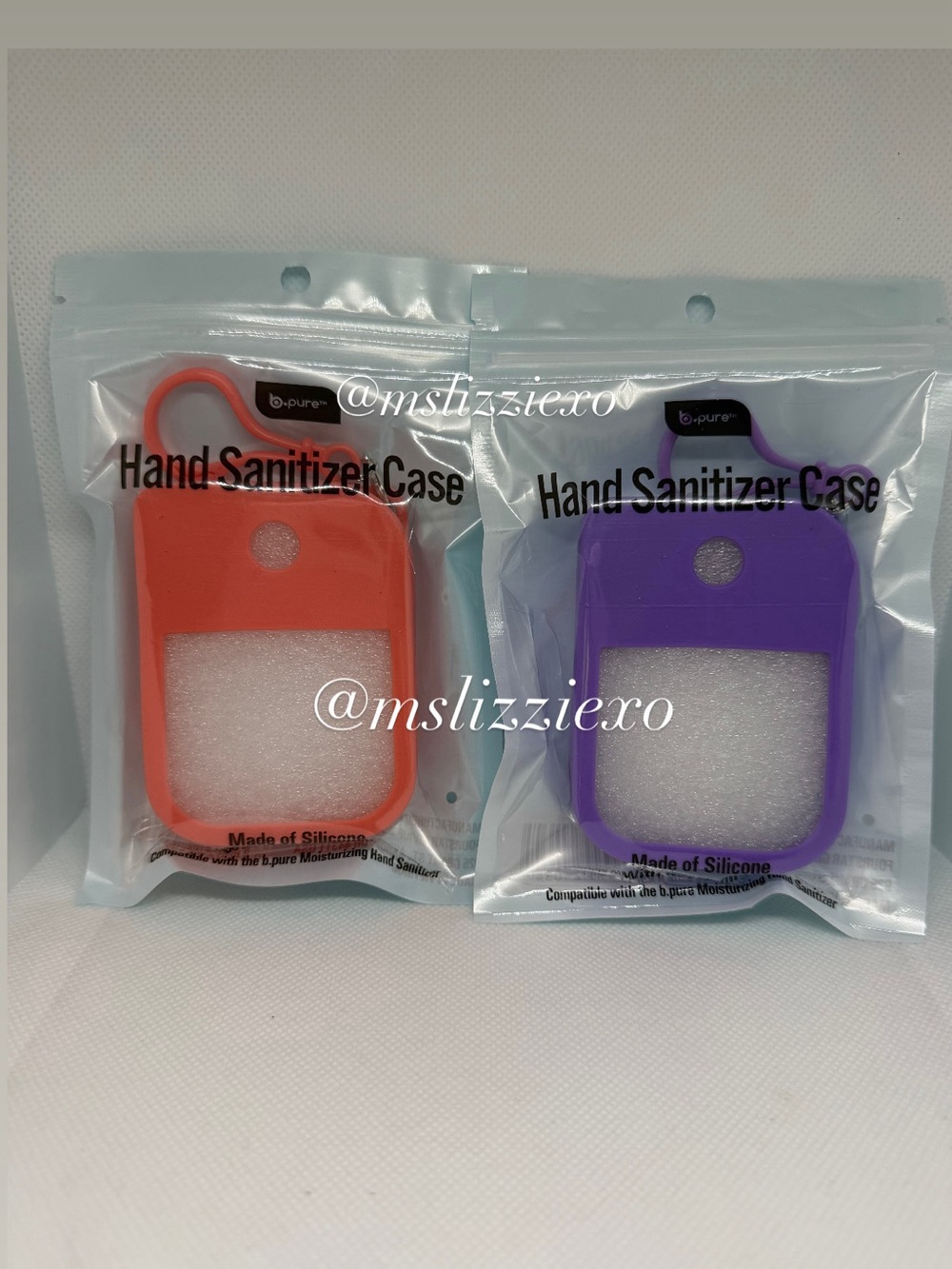 Silicone Hand Sanitizer Case with Clip - Purple & Orange